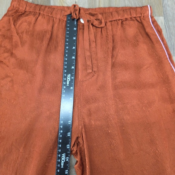 Untitled in Motion Medium Wide Leg Lounge Pajama Pants Rust Orange Tencel Cupro - Picture 7 of 10